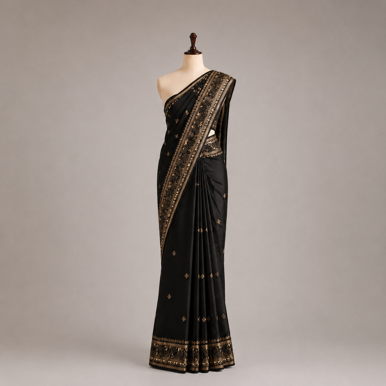 Ivory Cream Saree with Red Floral Embroidered Border