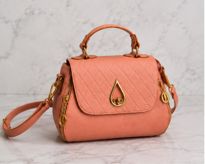 Elegant Quilted Pink Top Handle Crossbody Handbag for Women