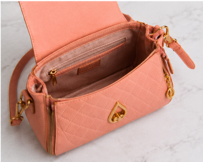 Elegant Quilted Pink Top Handle Crossbody Handbag for Women