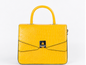 Luxury Croc-Embossed Structured Top Handle Handbag for Women – Bright Yellow